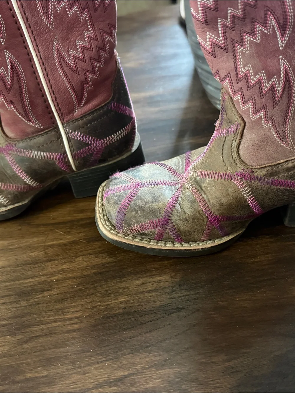 Ariat Pink and Brown Kids Western Boots